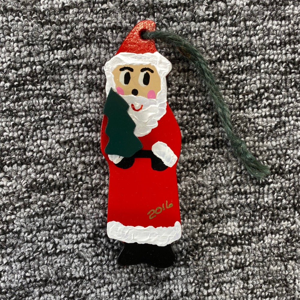 Handmade Santa Claus Christmas Ornament 2016 Hand Painted Wood Folk Art 4 Inch
